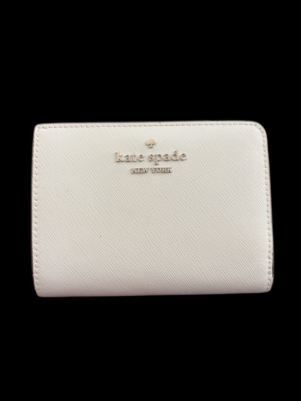 kate spade light gray and olive zip card case wallet with gold logo - Picture 2 of 4